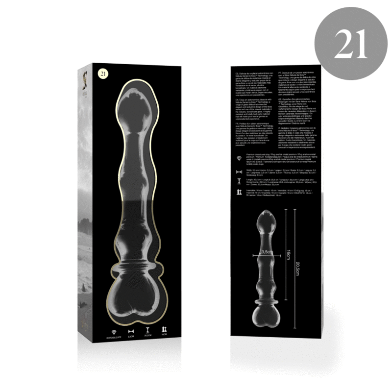 NEBULA SERIES BY IBIZA - MODELLO 21 DILDO IN VETRO BOROSILICATO TRASPARENTE 20.5 CM -O- 3.5 CM - NEBULA SERIES BY IBIZA | Lingerie Harness Boutique