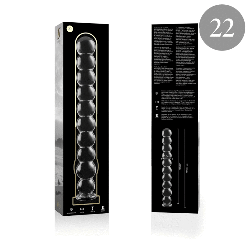 NEBULA SERIES BY IBIZA - MODELLO 22 DILDO IN VETRO BOROSILICATO TRASPARENTE 21.5 CM -O- 2.5 CM - NEBULA SERIES BY IBIZA | Lingerie Harness Boutique