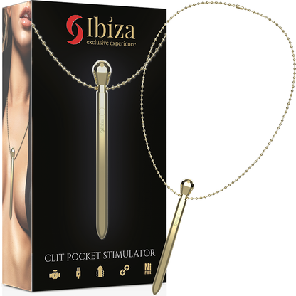 IBIZA - STIMOLATORE CLIT POCKET COLLANA CARICATORE USB 12 MODALIT DI VIBRAZIONE DORATO 12,2 X 1,5 - IBIZA TECHNOLOGY | Lingerie Harness Boutique