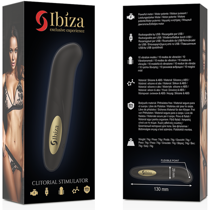 IBIZA - STIMOLATORE CLITORIDE CARICATORE USB 10 MODALIT VIBRAZIONE DORATO 13 X 2,9