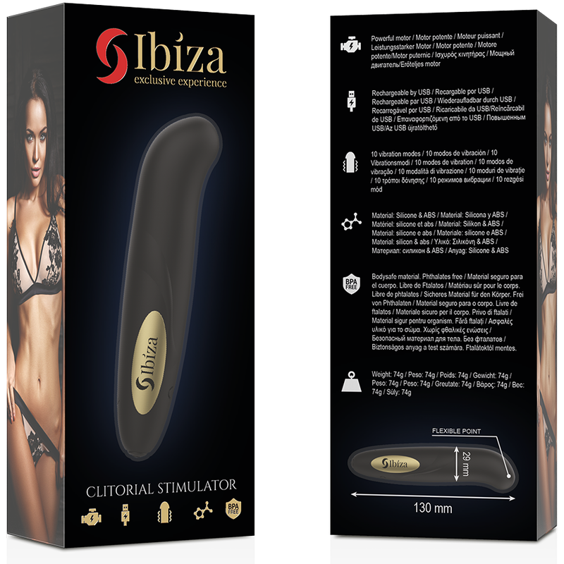 IBIZA - STIMOLATORE CLITORIDE CARICATORE USB 10 MODALIT VIBRAZIONE DORATO 13 X 2,9 - IBIZA TECHNOLOGY | Lingerie Harness Boutique