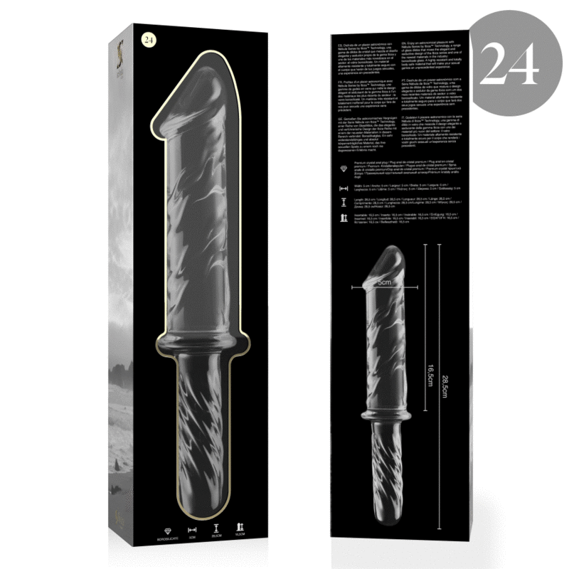 NEBULA SERIES BY IBIZA - MODELLO 24 DILDO IN VETRO BOROSILICATO TRASPARENTE 28.5 CM -O- 5 CM - NEBULA SERIES BY IBIZA | Lingerie Harness Boutique
