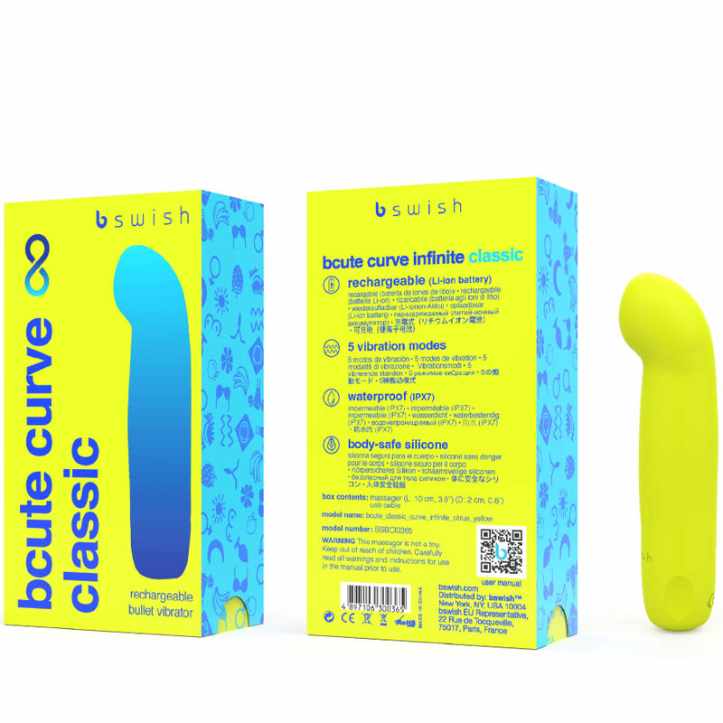B SWISH - BCUTE CURVE INFINITE CLASSIC VIBRATORE IN SILICONE RICARICABILE GIALLO - B SWISH | Lingerie Harness Boutique