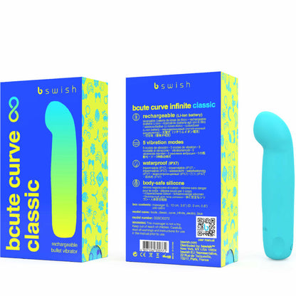 B SWISH - BCUTE CURVE INFINITE CLASSIC RECHARGEABLE SILICONE VIBRATOR BLUE