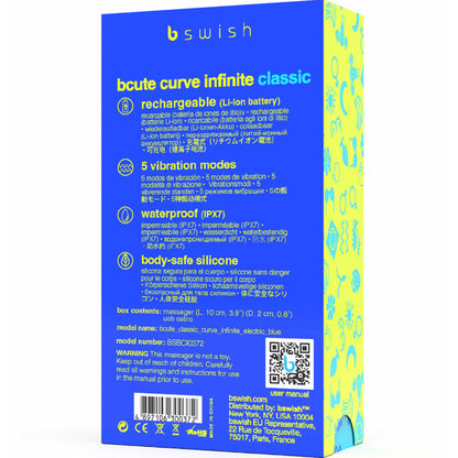 B SWISH - BCUTE CURVE INFINITE CLASSIC VIBRATORE RICARICABILE IN SILICONE BLU - B SWISH | Lingerie Harness Boutique
