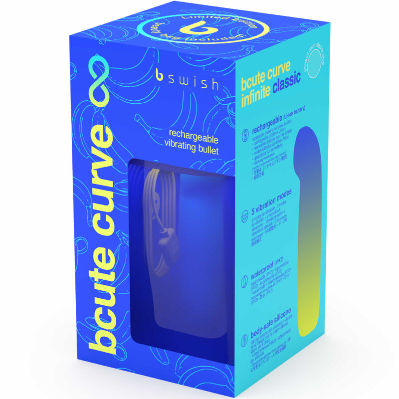 B SWISH - VIBRATORE RICARICABILE IN SILICONE BLU BCUTE CURVE INFINITE CLASSIC EDIZIONE LIMITATA - B SWISH | Lingerie Harness Boutique