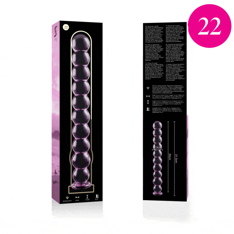 NEBULA SERIES BY IBIZA - MODELLO 22 DILDO IN VETRO BOROSILICATO TRASPARENTE 21.5 CM -O- 2.5 CM - NEBULA SERIES BY IBIZA | Lingerie Harness Boutique