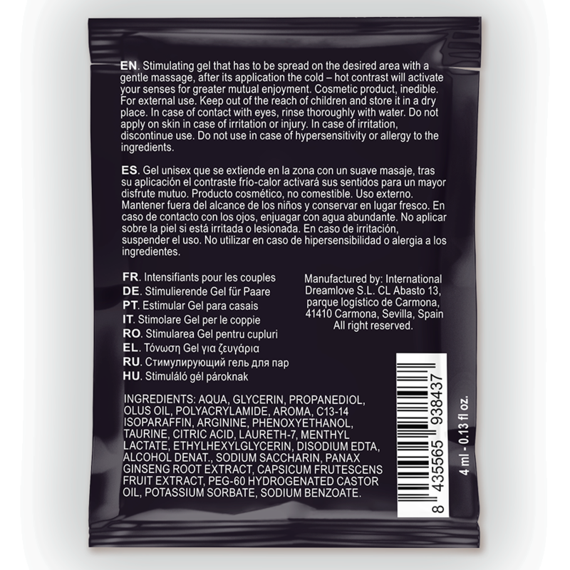 SPARTAN - GEL POTENZIATORE DELL''EREZIONE CON EFFETTO FREDDO-CALDO 100% VEGANO 4ML - SPARTAN | Lingerie Harness Boutique