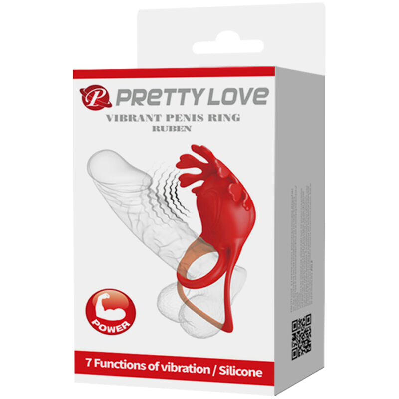 PRETTY LOVE - RUBEN 7 VIBRATION VIBRATING RING IN RED SILICONE