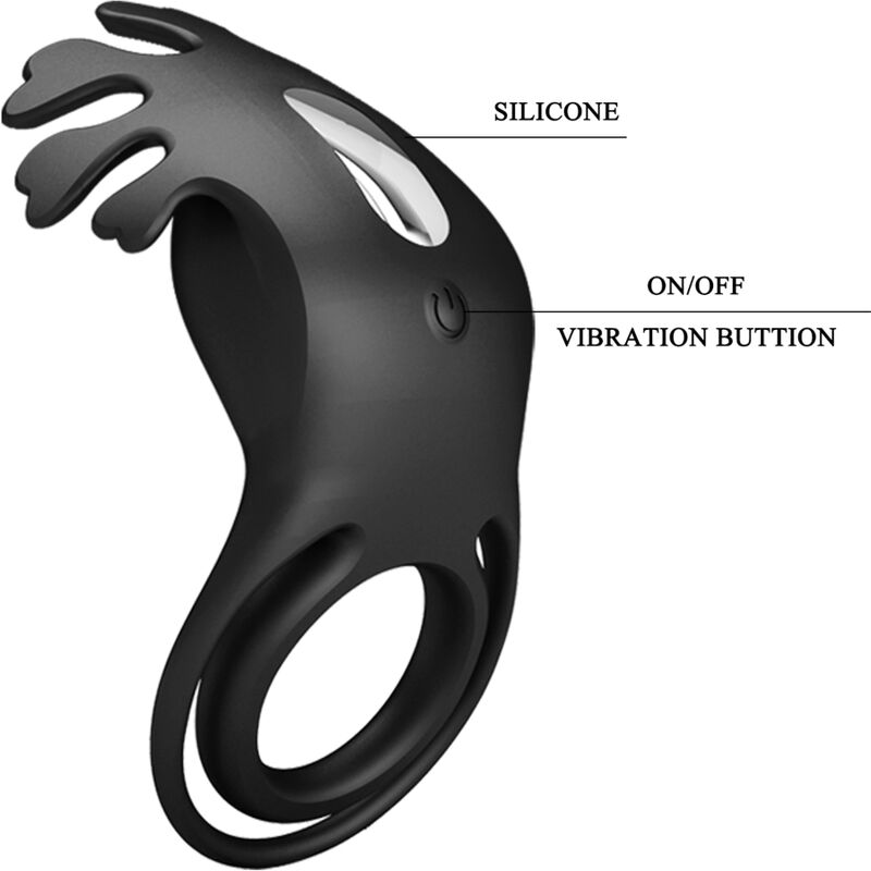 PRETTY LOVE - RUBEN VIBRATING RING 7 VIBRATIONS IN BLACK SILICONE