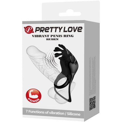 PRETTY LOVE - ANELLO VIBRATORE RUBEN 7 VIBRAZIONI IN SILICONE NERO - PRETTY LOVE MALE | Lingerie Harness Boutique