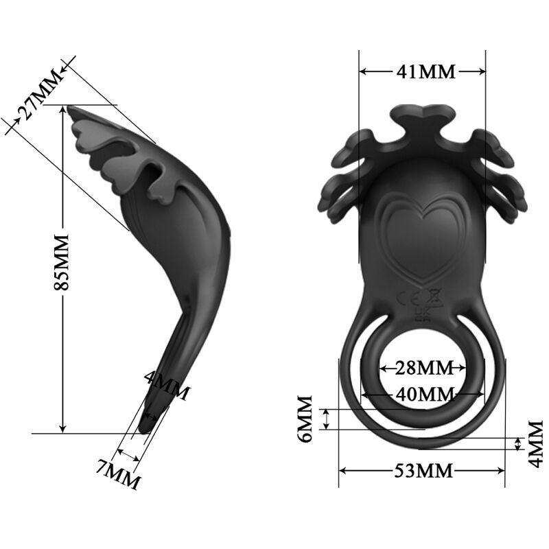 PRETTY LOVE - ANELLO VIBRATORE RUBEN 7 VIBRAZIONI IN SILICONE NERO - PRETTY LOVE MALE | Lingerie Harness Boutique