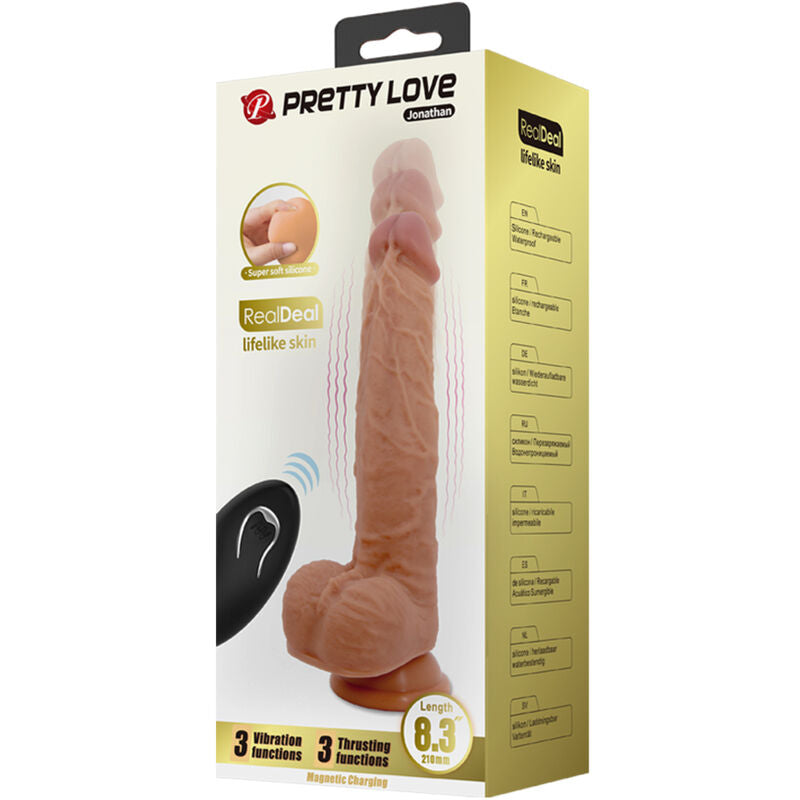 PRETTY LOVE - JONATHAN SILICONE DILDO 3 VIBRATIONS + 3 INSERTION SIZES REMOTE CONTROL 21 CM