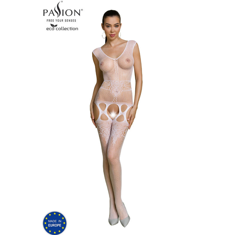 PASSION - COLLEZIONE ECO BODYSTOCKING ECO BS014 BIANCO - PASSION WOMAN BODYSTOCKINGS | Lingerie Harness Boutique