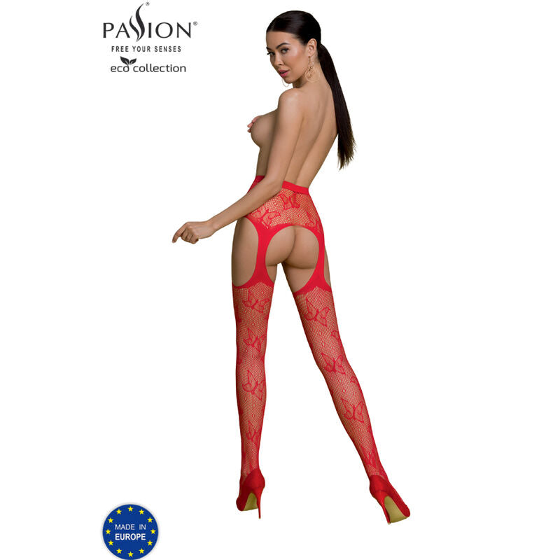 PASSION - COLLEZIONE ECO BODYSTOCKING ECO S001 ROSSO - PASSION WOMAN GARTER & STOCK | Lingerie Harness Boutique