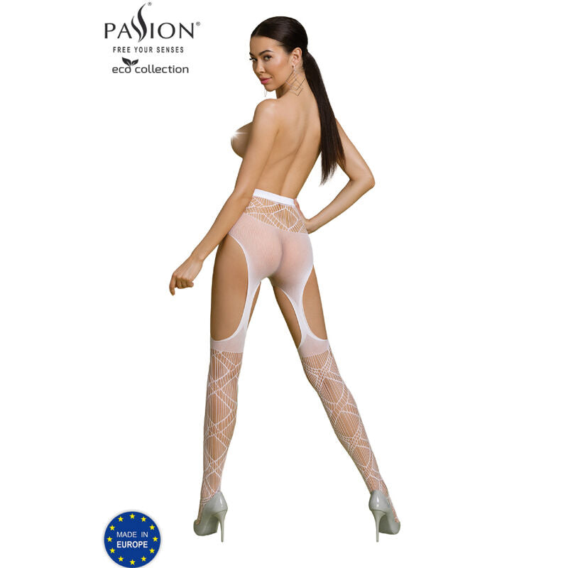 PASSION - COLLEZIONE ECO BODYSTOCKING ECO S005 BIANCO - PASSION WOMAN GARTER & STOCK | Lingerie Harness Boutique