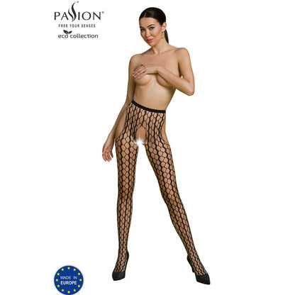 PASSION - COLLEZIONE ECO BODYSTOCKING ECO S007 BIANCO - PASSION WOMAN GARTER & STOCK | Lingerie Harness Boutique