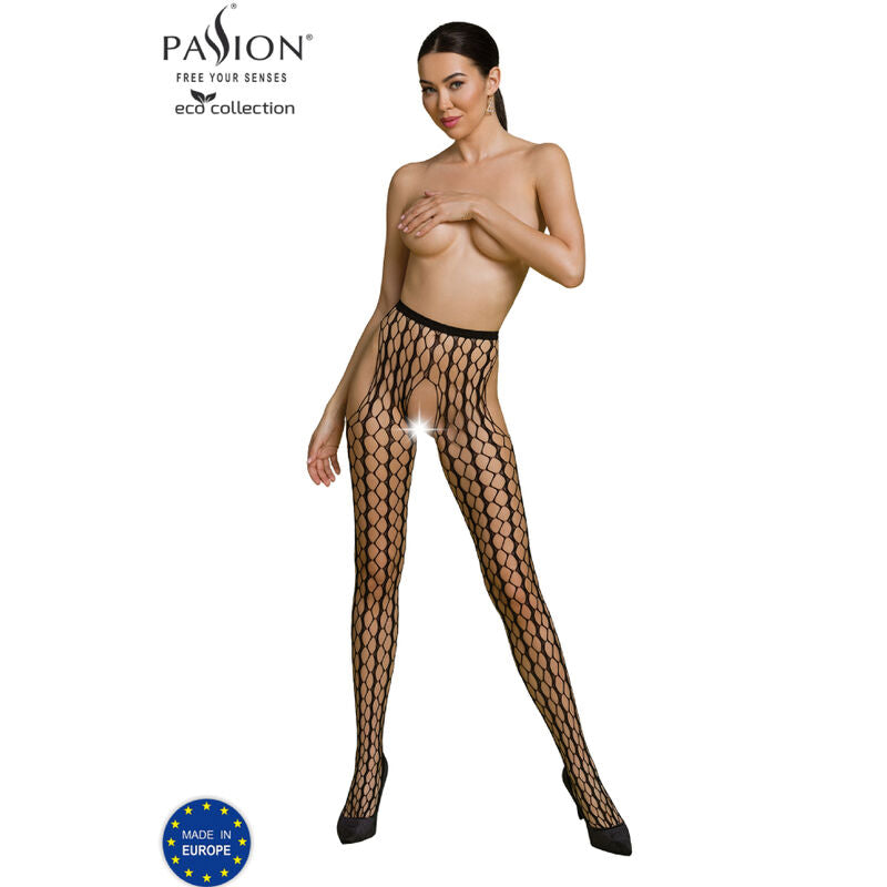 PASSION - COLLEZIONE ECO BODYSTOCKING ECO S007 BIANCO - PASSION WOMAN GARTER & STOCK | Lingerie Harness Boutique