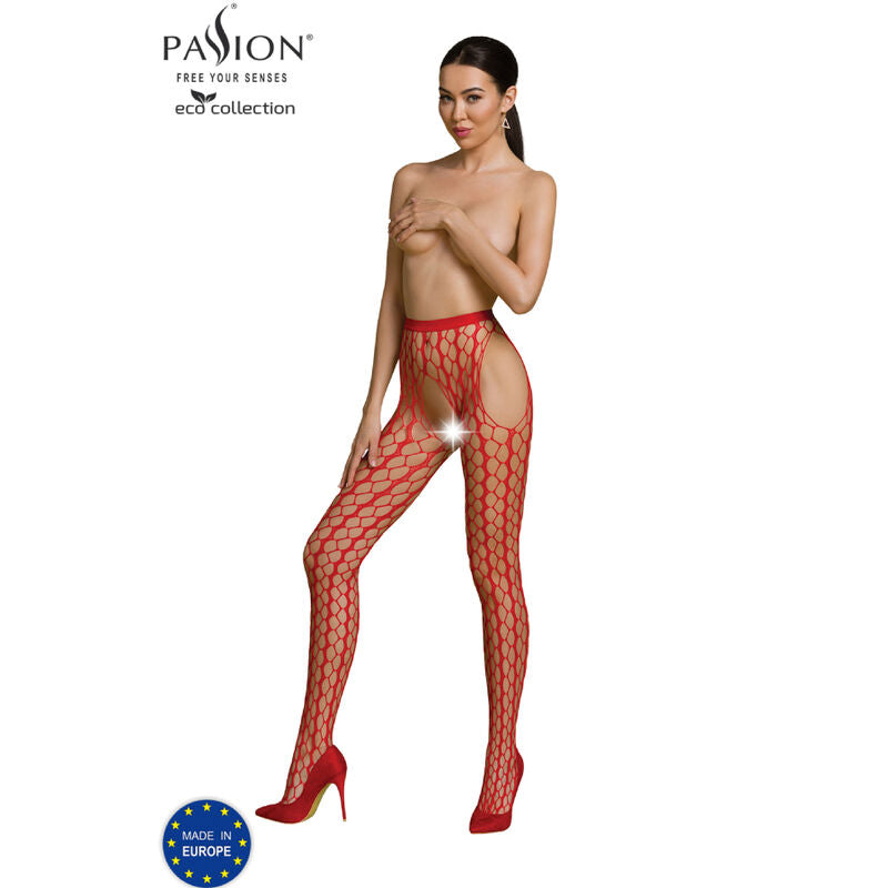 PASSION - COLLEZIONE ECO BODYSTOCKING ECO S007 BIANCO - PASSION WOMAN GARTER & STOCK | Lingerie Harness Boutique