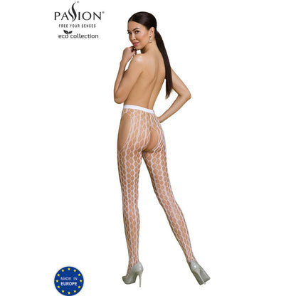 PASSION - COLLEZIONE ECO BODYSTOCKING ECO S007 BIANCO - PASSION WOMAN GARTER & STOCK | Lingerie Harness Boutique