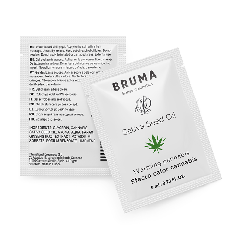 BRUMA - GEL SCORREVOLE ALL''OLIO DI SEMI DI SATIVA GUSTO CANNABIS RISCALDANTE 6 ML - BRUMA | Lingerie Harness Boutique