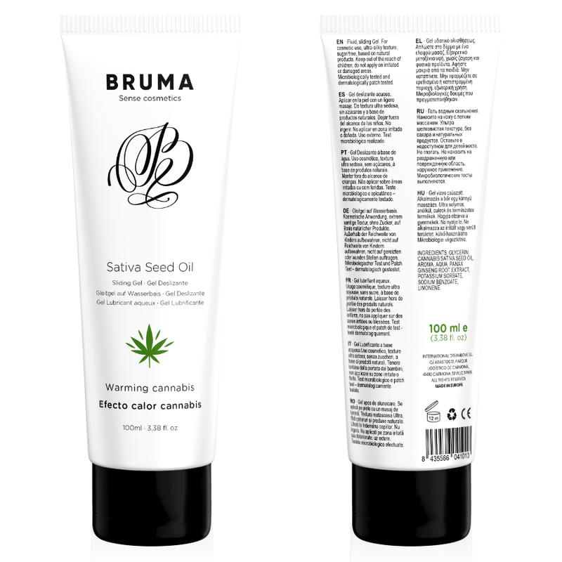 BRUMA - GEL SCORREVOLE ALL''OLIO DI SEMI DI SATIVA SCALDANTE GUSTO CANNABIS 100 ML - BRUMA | Lingerie Harness Boutique