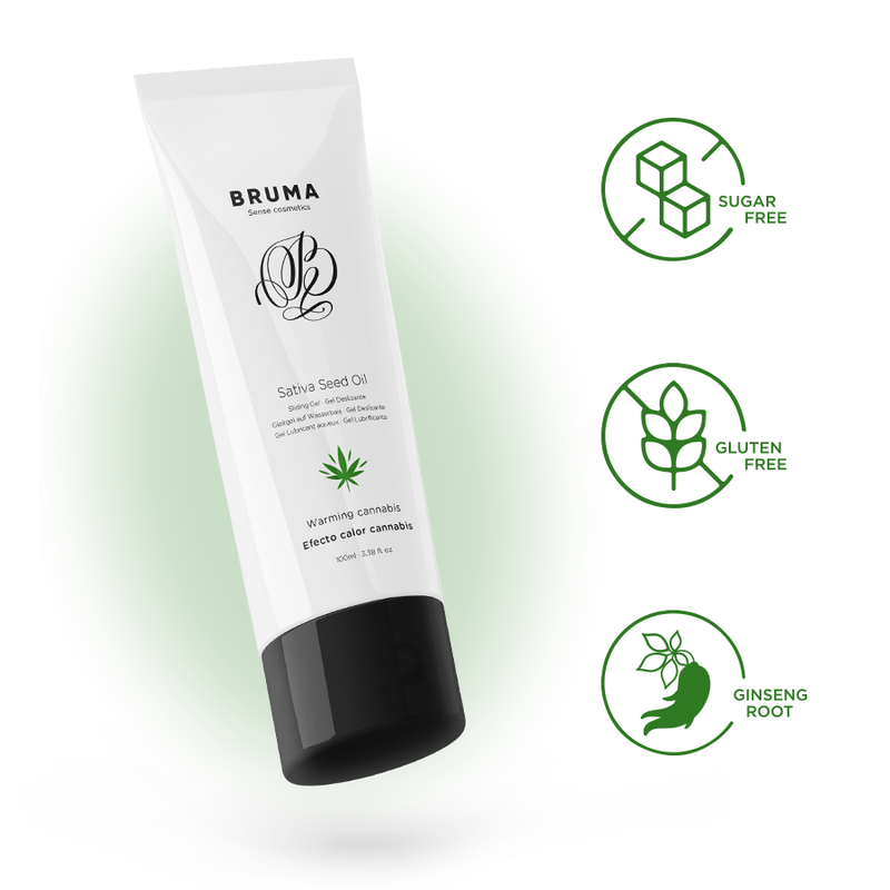 BRUMA - GEL SCORREVOLE ALL''OLIO DI SEMI DI SATIVA SCALDANTE GUSTO CANNABIS 100 ML - BRUMA | Lingerie Harness Boutique