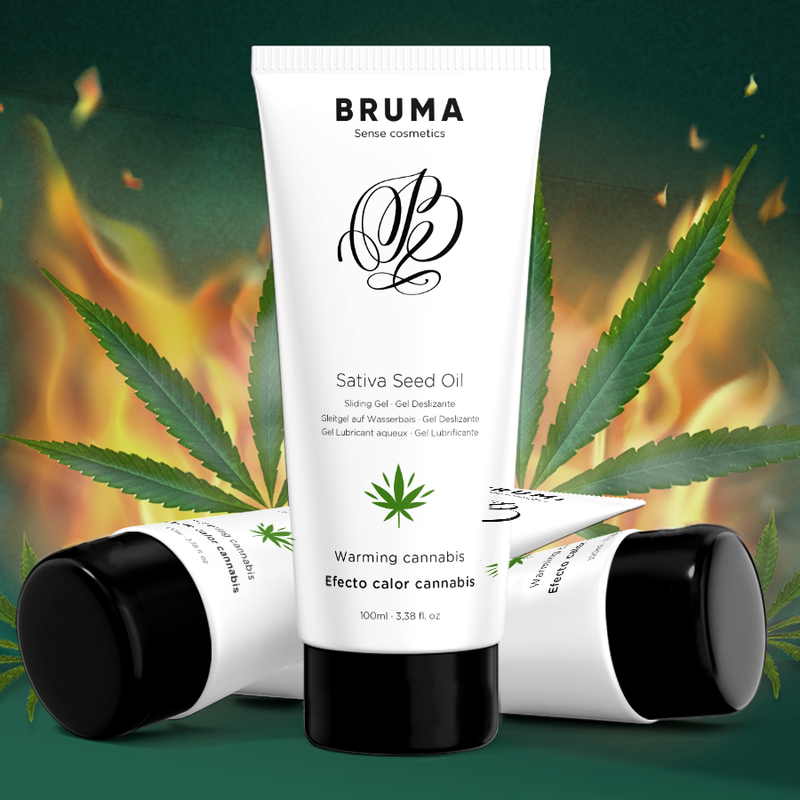 BRUMA - GEL SCORREVOLE ALL''OLIO DI SEMI DI SATIVA SCALDANTE GUSTO CANNABIS 100 ML - BRUMA | Lingerie Harness Boutique