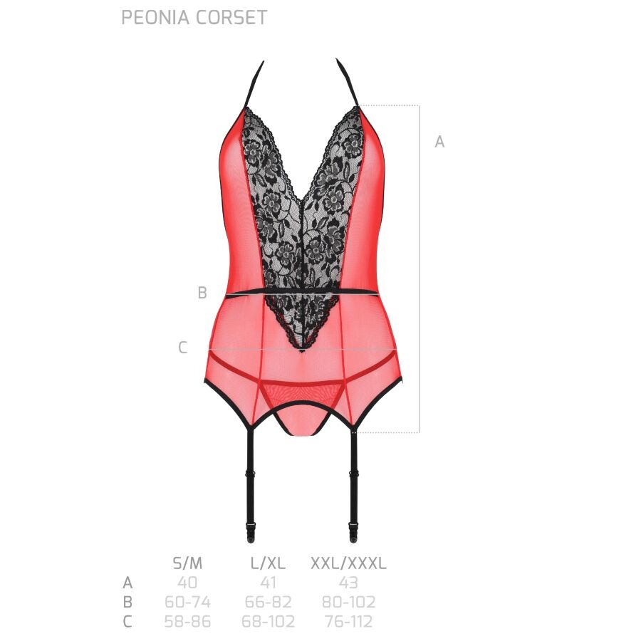 PASSION - CORSETTO PEONIA LINEA EROTICA ROSSO L/XL - PASSION WOMAN | Lingerie Harness Boutique