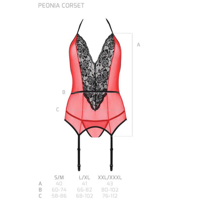 PASSION - CORSETTO PEONIA LINEA EROTICA ROSSO L/XL - PASSION WOMAN | Lingerie Harness Boutique