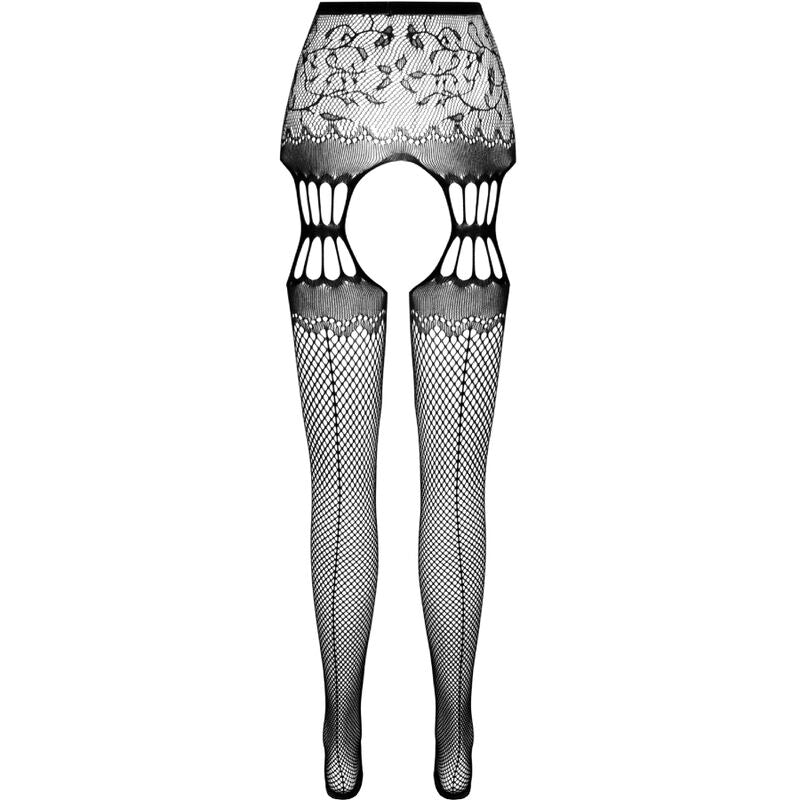 PASSION - S027 COLLANT NERO CON GIARRETTIERA TAGLIA UNICA - PASSION WOMAN GARTER & STOCK | Lingerie Harness Boutique