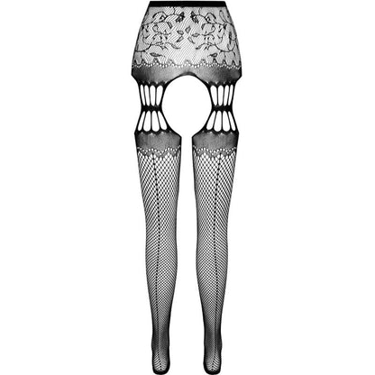 PASSION - S027 COLLANT NERO CON GIARRETTIERA TAGLIA UNICA - PASSION WOMAN GARTER & STOCK | Lingerie Harness Boutique