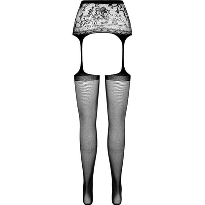 PASSION - S028 COLLANT NERO CON GIARRETTIERA TAGLIA UNICA - PASSION WOMAN GARTER & STOCK | Lingerie Harness Boutique