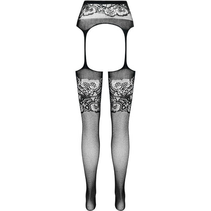 PASSION - S029 COLLANT NERO CON GIARRETTIERA TAGLIA UNICA - PASSION WOMAN GARTER & STOCK | Lingerie Harness Boutique