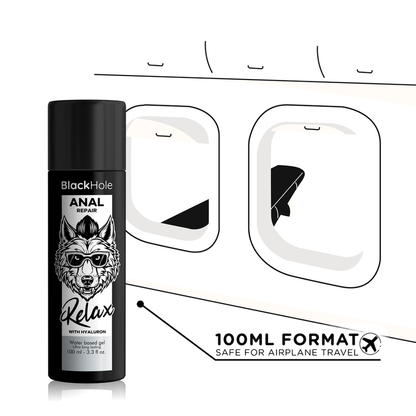 BLACK HOLE - RIPARATORE ANALE A BASE D'ACQUA RELAX CON IALURONICO 100 ML - BLACK HOLE | Lingerie Harness Boutique