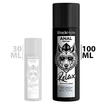 BLACK HOLE - RIPARATORE ANALE A BASE D'ACQUA RELAX CON IALURONICO 100 ML - BLACK HOLE | Lingerie Harness Boutique