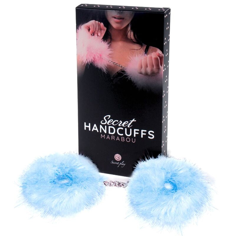 SECRETPLAY - MANETTE MARABOU CHIARO BLU - SECRETPLAY 100% FETISH | Lingerie Harness Boutique