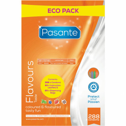 PASANTE - ECO PACK CONDOMS FLAVOURS BAG 288 UNITS