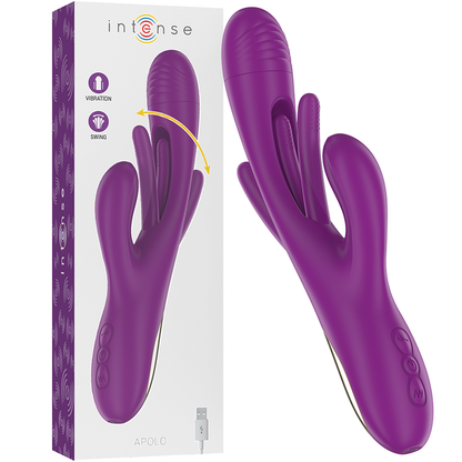 INTENSE - APOLO RECHARGEABLE MULTIFUNCTIONAL VIBRATOR 7 VIBRATIONS WITH OSCILLATING TONGUE PURPLE