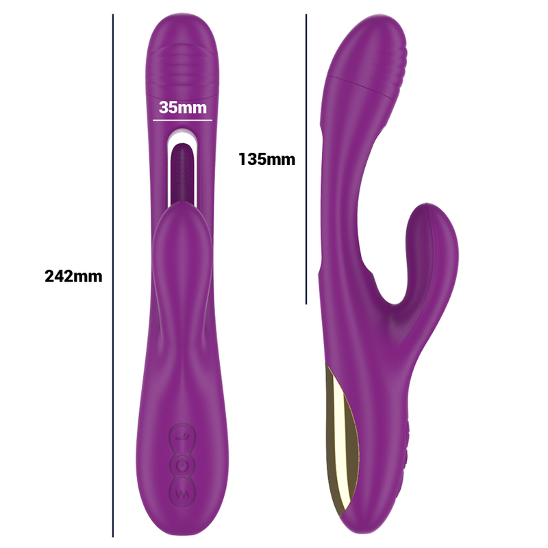 INTENSE - APOLO RECHARGEABLE MULTIFUNCTIONAL VIBRATOR 7 VIBRATIONS WITH OSCILLATING TONGUE PURPLE