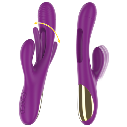 INTENSE - APOLO RECHARGEABLE MULTIFUNCTIONAL VIBRATOR 7 VIBRATIONS WITH OSCILLATING TONGUE PURPLE