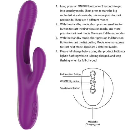 INTENSE - APOLO RECHARGEABLE MULTIFUNCTIONAL VIBRATOR 7 VIBRATIONS WITH OSCILLATING TONGUE PURPLE