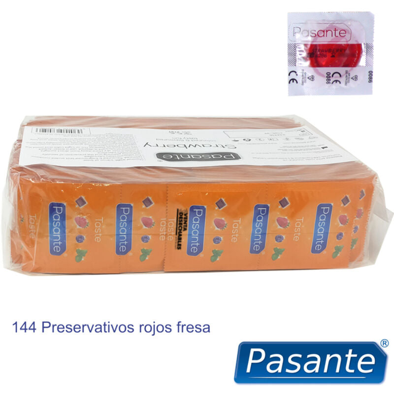 PASANTE - STRAWBERRY FLAVOUR CONDOMS BAG 144 UNITS