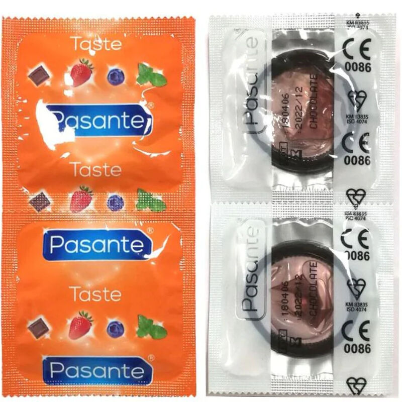 PASANTE - CHOCOLATE FLAVOURED CONDOMS TEMPTATION BAG 144 UNITS