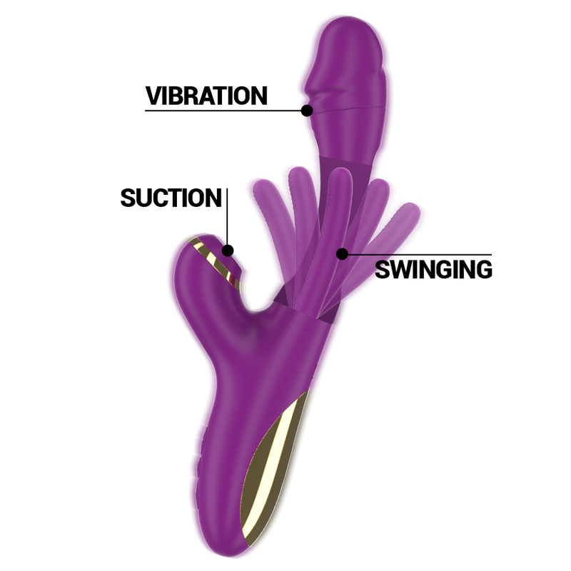 INTENSE - ATENEO RECHARGEABLE MULTIFUNCTIONAL VIBRATOR 7 VIBRATIONS WITH OSCILLATING TONGUE AND SUCKING PURPLE