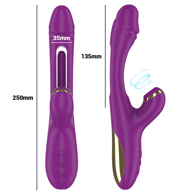 INTENSE - ATENEO VIBRATORE MULTIFUNZIONE RICARICABILE 7 VIBRAZIONI CON LINGUA OSCILLANTE E SUCCHIARE VIOLA - INTENSE FUN | Lingerie Harness Boutique