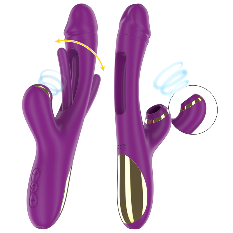 INTENSE - ATENEO VIBRATORE MULTIFUNZIONE RICARICABILE 7 VIBRAZIONI CON LINGUA OSCILLANTE E SUCCHIARE VIOLA - INTENSE FUN | Lingerie Harness Boutique
