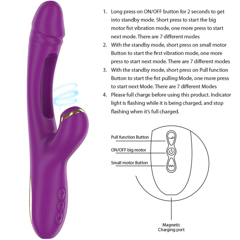 INTENSE - ATENEO RECHARGEABLE MULTIFUNCTIONAL VIBRATOR 7 VIBRATIONS WITH OSCILLATING TONGUE AND SUCKING PURPLE