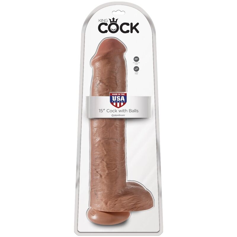 KING COCK - REALISTIC PENIS WITH BALLS 34.2 CM CARAMEL