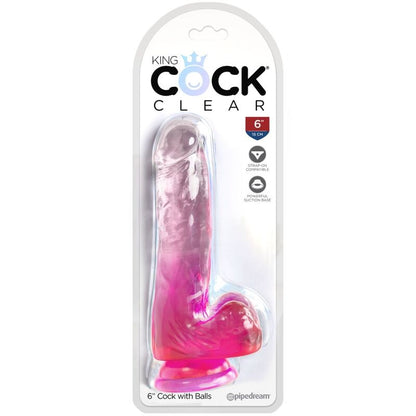 KING COCK - CLEAR REALISTIC PENIS WITH BALLS 13.5 CM PINK